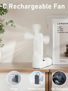 1个便携式USB充电迷你手持风扇，可爱小熊造型，可折叠双叶强劲风力，适用于户外运动、旅行、办公、学习和日常使用。 - 彩色 - 查看 6