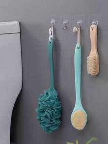 10pcs/20pcs Transparent Strong Adhesive Hooks, No Drilling Wall Hooks, Waterproof Hooks For Kitchen & Bathroom - White - View 9