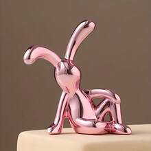 1set/2pcs Plastic Rabbit Figurines, Modern Sitting Rabbit Decor, Creative Minimalist Home Decoration, Suitable For DIY Crafts, Applicable For Car, Shelf And Aquarium Decor, Easter Decorations - Multicolor - View 4
