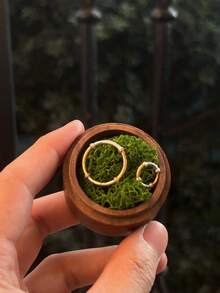 1个胡桃木戒指盒，结婚戒指收纳盒，订婚戒指架，婚礼仪式用木质戒指展示盒 - 彩色 - 查看 5