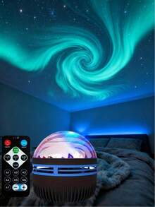 1pc Night Sky/Aurora Projection Lamp, Creative Design, Starry Sky Projector Light, Suitable For Children's Enlightenment, Atmosphere Decoration LED Night Light, Remote Control, USB Powered, Elegant Art, Applicable For Bedroom Decor, Christmas, Christmas Ball, Video Projector, Retro Projector, Birthday Decoration, LED Bedroom Lamp, Night Light, Christmas Indoor Decor, Birthday Party, Compatible With Laptop USB Lamp, USB Interface Electronic Lamp, Computer Accessories, USB Small Tool, Car Projection Lamp - 多色燈光 - 查看 5