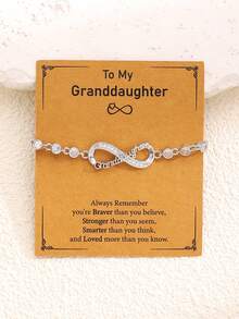 Minimalist Infinity Symbol Letter Adjustable Pull Bracelet, Copper Inlaid Diamond, Women's Chain Bracelet, Suitable For Daily, Festival And Casual Wear, Commemorative Gift For Friends, Sisters, Family, Jewelry Accessory - Silver - View 13