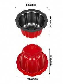 6pcs, 4-Inch Nonstick Carbon Steel Flower Shaped Mini Cake Pans, New Year Holiday Mini Red Baking Trays, Small Pumpkin Creative Bread Cake Molds, Carbon Steel Material, Nonstick Baking Tools, Kitchen Gadgets, Oven Accessories - A - View 2