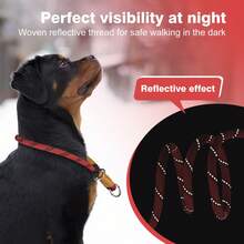 1PC Reflective Rope Training Dog Collar, Nylon Braided No Pull Quick Release Round Rope Collar With Adjustable Stopper For Medium And Large Dogs - Red - View 5
