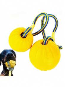Rope Dog Toy Ball, Puppy Interactive Training Toy, Pet Chewing Plaything, Floating EVA Elastic Ball - Multicolor - View 1