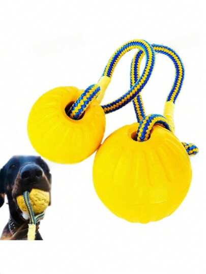 Rope Dog Toy Ball, Puppy Interactive Training Toy, Pet Chewing Plaything, Floating EVA Elastic Ball