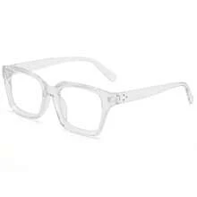 Unique Square Glasses, Round Retro Artistic Flat Lenses, Simple Plain Eyeglass Frames - 亮黑白平 - 查看 5