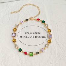 1pc 18K Gold Plated Bohemian Style Fashionable Sexy Full Zirconia Stone Necklace For Women - A - View 7