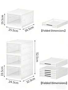 1pc Three-Tier Foldable Shoe Rack Storage Box, Suitable For Stairwells, Entryways, Living Rooms, And More. Thickened Transparent Foldable Shoe Cabinet, Shoe Storage Box, Stackable Dust-Proof High-Top Shoe Rack, Storage Shelf, Shoe Storage Box - View 13