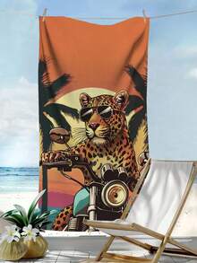 1pc Summer Leopard Design Beach Towel, Extra Large & Ultra-Soft Microfiber Beach Towel, Quick-Dry Lightweight Soft Pool Towel, Suitable For Travel, Swimming, Camping - A - View 10