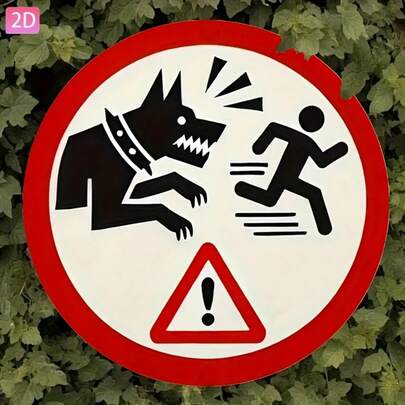 1pc 2D Flat Circular Wooden "Beware Of Dog" Warning Sign, Vintage Wall Decor Wooden Plaque, Suitable For Yard, Garden, Kitchen, Bar, Room, Outdoor, Road, Garage, Club, Cafe, Restaurant, Holiday, Art Wall Decor, Size: 20*20cm, Perfectly Fits Room Decor, 2D Flat, Pre-Drilled Holes As Shown In Size