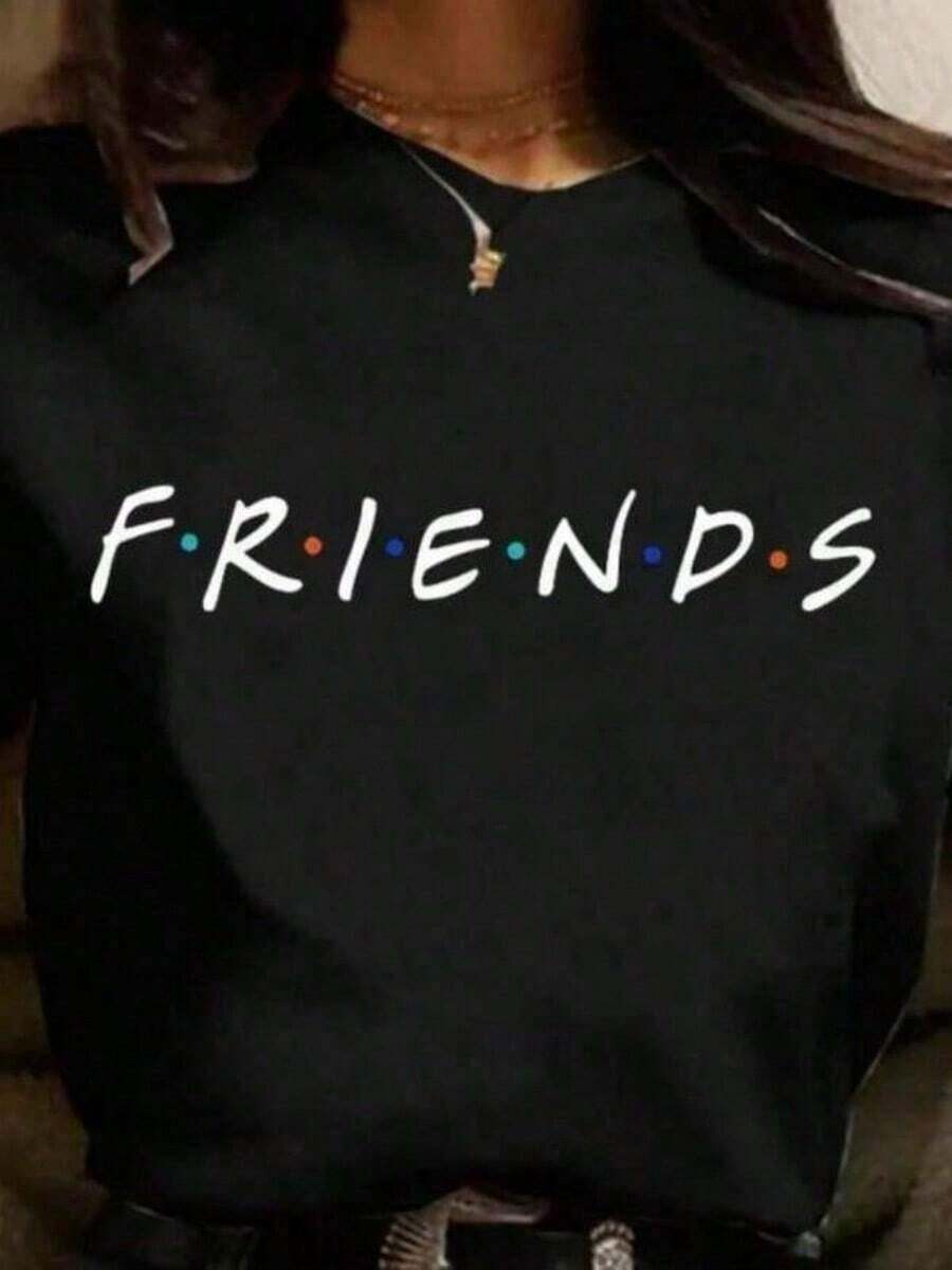 Camiseta refrescante de verano con diseño divertido de dibujos animados de la serie Friends, camiseta gráfica para hombres, camiseta Harajuku de mejores amigos, camiseta de estilo coreano, camiseta vintage para hombres. - Negro - Ver 1