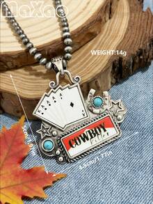 Women's Vintage Western Country Style Multi-Pattern Printed Necklace (4MM Pearls 16 Inch Length). Suitable For Daily Wear, Dates, Attending Theme Parties, You Will Get Lots Of Compliments From Friends When Wearing It - Multi-color Printed Necklace - View 5