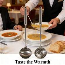 1 muỗng múc canh bằng thép không gỉ, dung tích lớn, dụng cụ nấu ăn nhà bếp, sử dụng tại nhà hàng/gia đình, tay cầm chắc chắn chống trượt. - Bạc - Xem 11