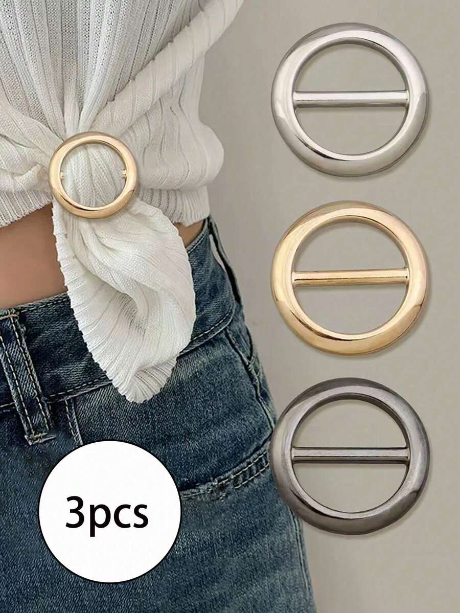 3pcs Multifunctional Metal Scarf & Accessory Clips - Elegant & Fashionable Accessories Suitable For Scarves, T-Shirts, And Belts, Fits Any Occasion - 彩色 - 查看 1