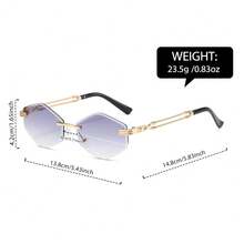 Classic Gold-Frame Unisex Rimless Fashion Glasses With Polygonal Design, Protection, Urban Fashion Style - Multicolor - View 10