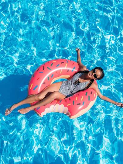 Inflatable Donut Shaped Swimming Ring, Floating Pool Decoration, Beach Essential, Swimming Pool Accessory, Elegant Design, Reliable Buoyancy, Complete Home Swimming Pool Equipment, Perfect Summer Gift, Adult Swimming Leisure Chair