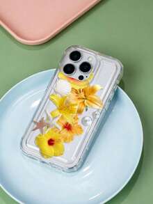 Yellow Floral Phone Case, Tropical Lily & Hibiscus Transparent Soft TPU Summer Aesthetic Phone Case Compatible With IPhone 13/11/17/17pro/16/14/15/15pro/15 Plus/15 Promax/7plus/8plus/X/Xs Max/Xr/11pro/12pro/13pro/14pro/12mini/13mini/11promax/12promax/13promax/14promax/14plus/17pro Max/17Air/6/6s Plus/7/8/16Pro/16plus/16promax/Se2/17promax & Compatible With Samsung Galaxy/A54/A14/A12/A13/A15/A32/A33/A24/A52S/S20/S21/S22/S23/S24/S23Plus/S24ultra/S25/A15/A33/A23 - Multicolor - View 4