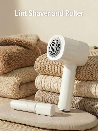 2-In-1 Fabric Shaver Lint Remover And Fabric Roller, Rechargeable Lint Remover Sweater Shaver Defuzzer For Removing Fuzz Pill Bobbles From Clothes Sweater Stocking Couch Furniture Blanket