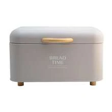 Nuvó Caja para Pan de Metal con Tapa y Detalles de Madera Panera Hermética Minimalista para Organización de Cocina Contenedor de Almacenamiento "Bread Time" Gris Arena - Gris arena - Ver 6