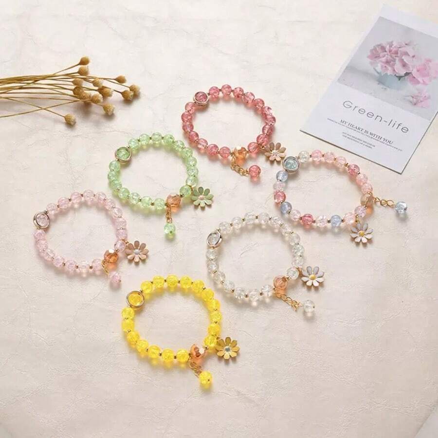 Bracelet fleur de perles de verre bohème à la mode, 6 couleurs disponibles (couleur aléatoire) - Multicolore - Voir 1