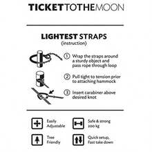 Ticket to the Moon - Correas para Colgar Hamaca más Ligeras Par de Sistema de suspensión con Bolsa de Almacenamiento 420 Libras máx. Capacidad de Carga 8' 2" x 0.78" - Negro/Gris - Ver 6