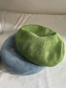 春夏女士亚麻贝雷帽，透气轻薄复古英伦风时尚贝雷帽 - 彩色 - 查看 2