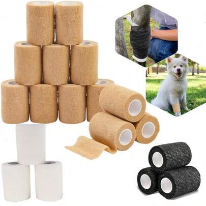 4 rollos de vendas autoadhesivas para protección de dedos, vendas elásticas, cinta autoadhesiva para veterinaria, adecuada para primeros auxilios, deportes, animales (3 colores)