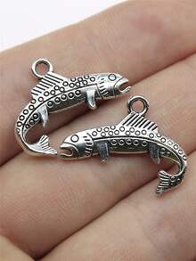 10pcs 24x18mm Fish Charms Pendant For DIY Jewelry Making Necklace Keychain Phone Chain Bracelet Making Accessories Handmade Craft Making Findings - Fish - View 1
