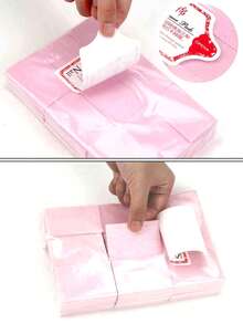 630片/包 粉色专业美甲卸甲湿巾 无绒棉片 凝胶清洁美甲棉片 无绒棉片 清洁指甲 清洁工具配件 - 粉色 - 查看 3