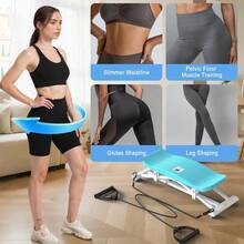 Balancing Machine For Full Body Workout,Simulated Ski Full Body Cardio Workout Equipment,Sliding Ski Simulator With Resistance Bands,Portable Twist Balance Trainer Featuring LCD Display - Blue - View 2