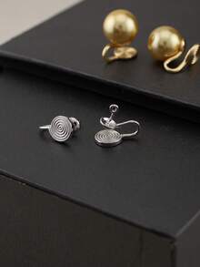 1对18K镀金蚊香耳夹，DIY珍珠耳钉坯料，镀铜首饰配件 - 電鍍18K金色 - 查看 4