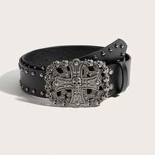 1 chiếc thắt lưng da PU màu đen kiểu Punk Street Style với khóa hình đầu lâu chữ thập, thích hợp cho váy dài, quần jeans, dự tiệc, Giáng sinh, Halloween, các buổi hòa nhạc, khiêu vũ, tụ họp, quà sinh nhật. - Đinh tán khóa hình đầu lâu chữ thập đen - Xem 35