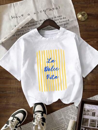 Blusas oversized de primavera/verão, 100% algodão, camisetas femininas de manga curta, estampas divertidas com letras listradas e slogans, gola redonda em cor sólida, macias e confortáveis, casuais, streetwear, Y2K, praia, formatura, férias, blusa, verão, primavera, camiseta, academia, esporte, blusa de festa, blusa, romana, vintage, carnaval, Dia dos Namorados, maio, blusas femininas, blusas femininas, roupa de primavera, malha, roupa de inverno feminina, verão feminino, camisetas divertidas, férias, praia, casual, blusas fofas, blusa preta, blusa branca, blusas de verão, primavera feminina, roupas femininas de Páscoa, carnaval, todas as estações, escritório/lazer/casa/minimalista, estilo ocidental feminino, roupas, estilo retrô americano, unissex, agasalho, outono, tamanho grande feminino, Dia dos Namorados, carnaval, blusa de verão, festival de música, blusa branca