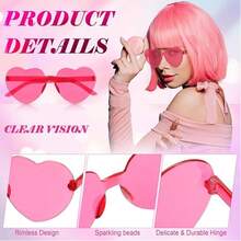 1pc 5-Layer Heart Shaped Tulle Tutu Skirt, Ballet Dance Skirt For Women And Girls Party Dance - Rose Red + Heart-shaped Glasses - View 3