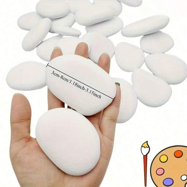 10pcs Smooth White Stones For Painting - Medium Size, Flat And Handpicked, Suitable For Crafts, Art, Decor - No Chemicals, Smooth Surface Ensures Flat Effect, Ideal For Beginners And Craft Projects, Craft Supplies, Art Projects, Decorative Stones, Smooth Texture
