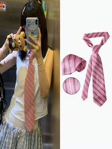 1条复古条纹领带，Y2K风格腰带，女士朋克时尚高端百搭牛仔腰绳配饰 - 彩色 - 查看 11