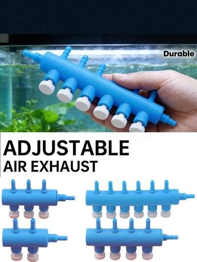1pc Aquarium Air Pump Splitter With Adjustable Valve - Leak-Proof Tubing And Air Stone For Fish Tank Aeration, Plastic Oxygen Diffuser System For Healthy Aquatic Environment