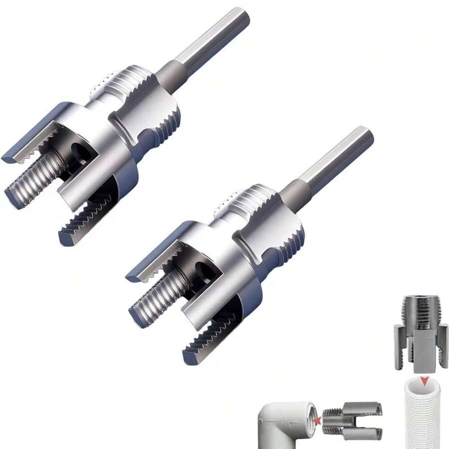 4-In-1 Pipe Wrench, 4-In-1 Pipe Threading Tool, Dual Function Pipe Threading Cutter Tool, Suitable For PVC/Plastic Pipe Internal And External Threading - Portable - View 1