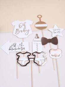 10 piezas Accesorios para fotos de celebración del nacimiento y baby shower para mamá - Rosa Roja - Ver 2