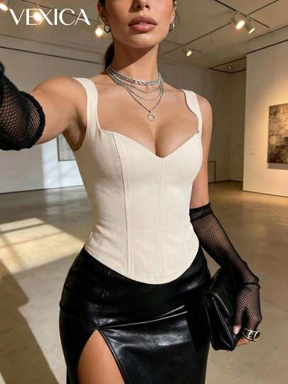 Top Bustier Corpete Elegante e Sexy para Mulheres Vexica, Regata Modeladora para Convidada de Casamento, Chá de Panela e Férias de Verão