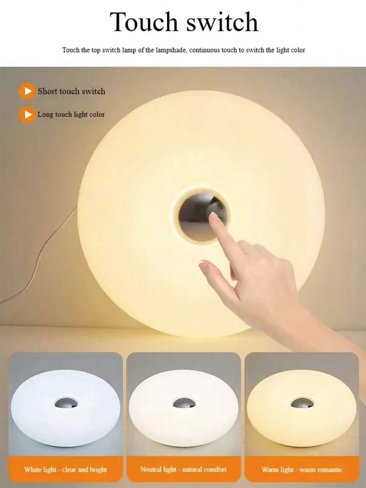 Đèn ngủ hình bánh donut nhỏ gọn, đèn cảm ứng USB điều chỉnh độ sáng, đèn trang trí bàn cạnh giường ngủ, màu trắng/cam - Nhiều màu - Xem 3
