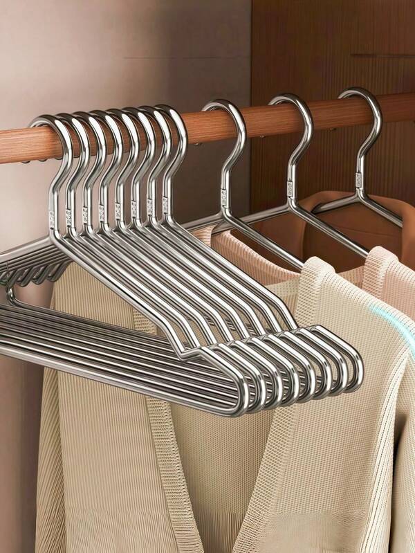 20pcs Heavy Duty Stainless Steel Clothes Hangers | Rust-Resistant Metal Structure With Non-Slip Shoulder Grooves! Ideal For Hanging Coats, Dresses, Shirts And Pants - Perfect For Organizing Closets, Dorms And Small Apartments! Keep Your Wardrobe Neat And Wrinkle-Free! Lightweight, Space-Saving - Essential Gift For New Homeowners And Renters! #ClosetOrganization #SpringCleaning #HomeDecor #RentalEssentials # Hangers