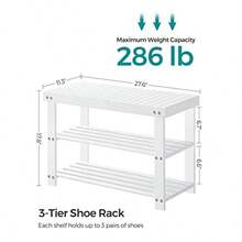 Shoe RackShoe Rack Bench 3-Tier  Shoe Storage Organizer Entryway Bench Holds Up To 286 Lb 11.3 X 27.6 X 17.8 Inches For Entryway Batoom Bedroom Cloud White ULBS004W01 - Trắng mây - Xem 5
