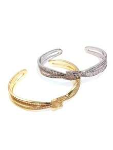 1 chiếc vòng tay thời trang nữ đính đá, chất liệu đồng mạ vàng 18K với đá Cubic Zirconia tổng hợp, thích hợp để đeo hàng ngày, dự tiệc, ngày lễ, Ngày của Mẹ, Ngày Valentine, Ngày Quốc khánh, quà tặng tốt nghiệp. - Nhiều màu - Xem 2