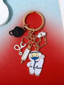 1pc Interesting And Cute Big White Medical Angel Keychain, Cartoon Mask, Needle Tube, Nurse Hat, Key Chain Bag, Key Hanging, Nursing Uniform Decoration, Student School Bag Decoration, Gifts Between Colleagues Gifts For Mother, Father, Graduation, And Teacher - Multicolor - View 9