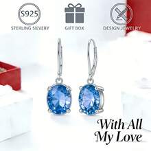 一对925纯银镶嵌立方氧化锆的优雅水滴形吊坠耳环，适合日常、休闲、派对、婚礼、节日、生日礼物等场合。 - 銀色 - 查看 2