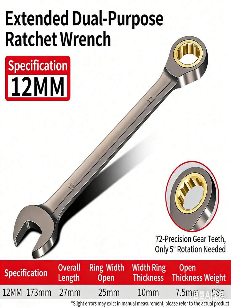 Chrome Vanadium Steel Combination Ratchet Wrench Set - Dual-Function, Quick Release, Open-End & Box-End Spanner Tools For Home & Automotive Repair - Adjustable Head Ratchet Wrench - View 10