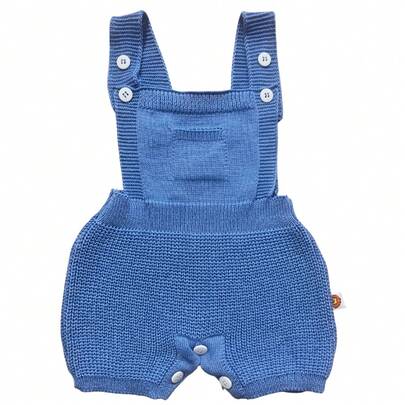 Macacão Jardineira Romper  Unissex de Tricot para Bebê - Estilo Romper menino e menina