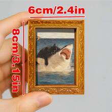 1 Piece Of Interesting Hakimi Refrigerator Magnet, Black Cat Riding A Shark Wooden Mini Decorative Painting, Wooden Refrigerator Sticker, Ocean Adventure Theme Home Decoration, Fun Kitchen Accessory - 預設 - 查看 7